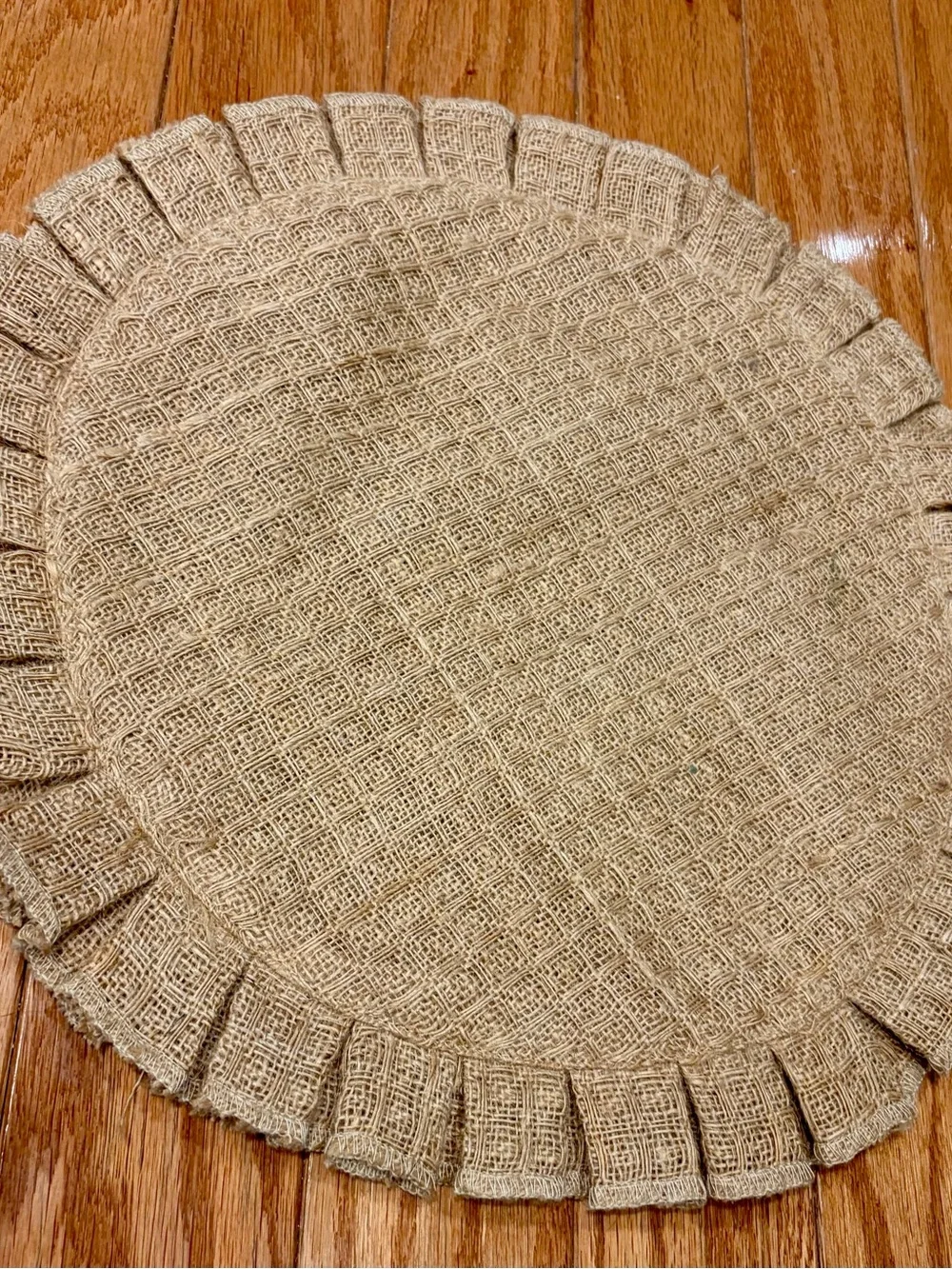 New Set of 6 Round Burlap Ruffle Placemats | Farmhouse Rustic Table Decor
